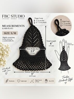 FBC Studio | Accessories | Handmade Crochet Lace Single Hand Glove ...